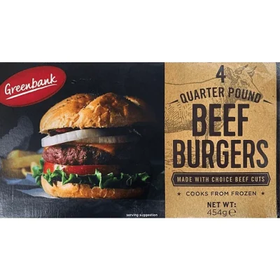 Greenbank Quarter Pound Beef Burgers 4 PK