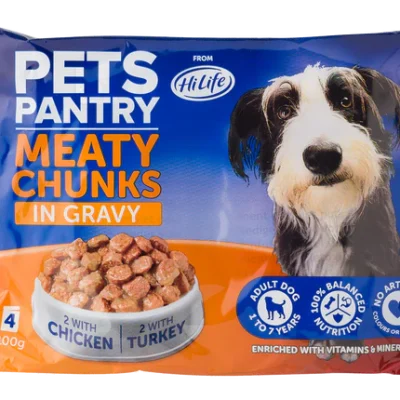 HiLife Pets Pantry HiLife Dog-Pouch In Gravy Meaty Chunks 4 x 100 G